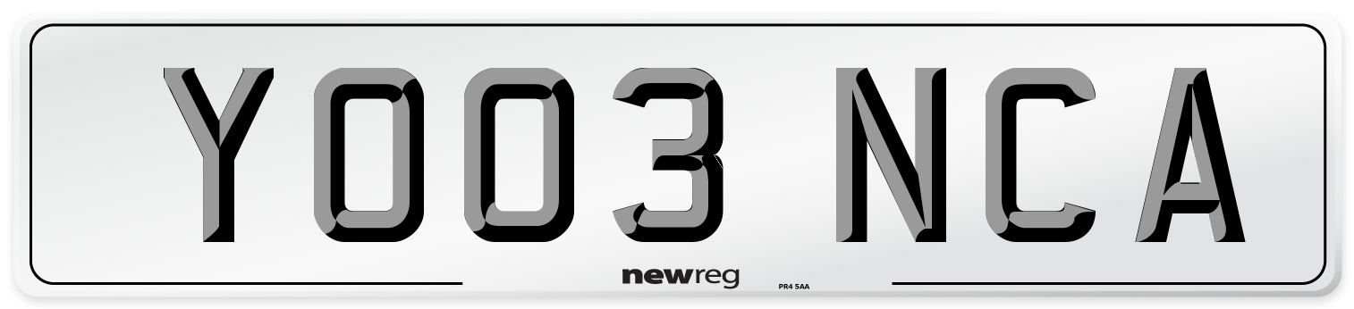 YO03 NCA Number Plate from New Reg